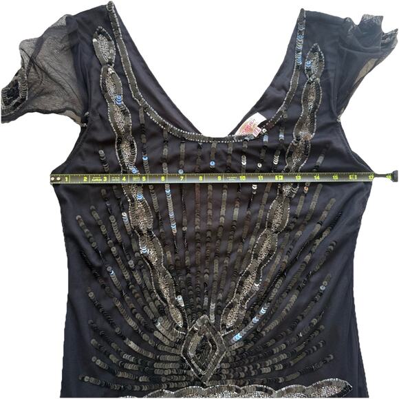 Gatsbylady London Black Beaded Sequin 1920s Flapper Dress Art Deco Formal Size 6 - Picture 12 of 16